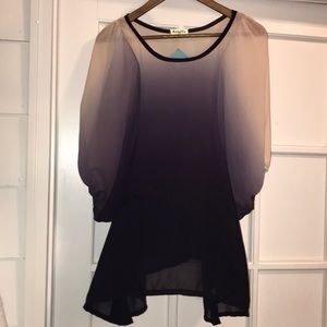 NWT Ragazza Sheer Purple Ombré Top B3